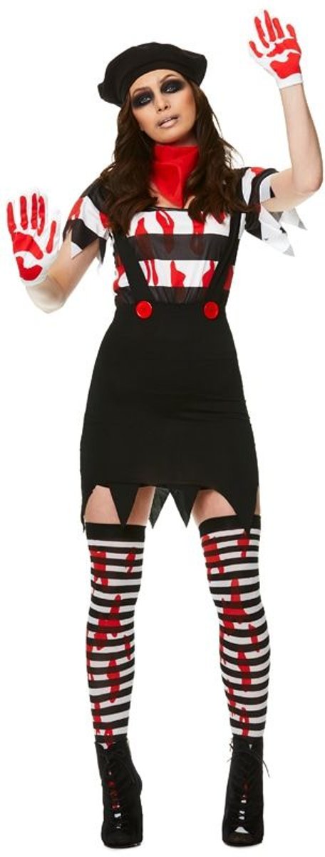 Dans & Entertainment Kostuum | Bloederige Pantomime Speler Lijden In Stilte | Vrouw | Medium | Halloween | Verkleedkleding